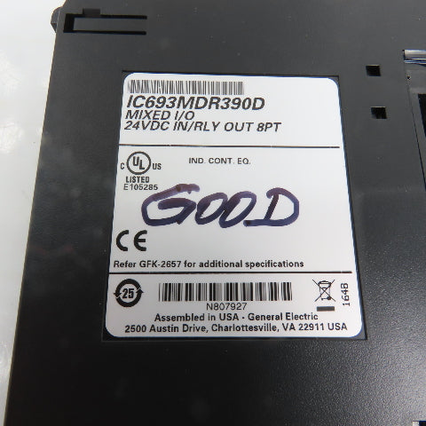 GE Fanuc IC693MDR390D 8 Point 24VDC Mixed I/O Relay Module (Very Clean)