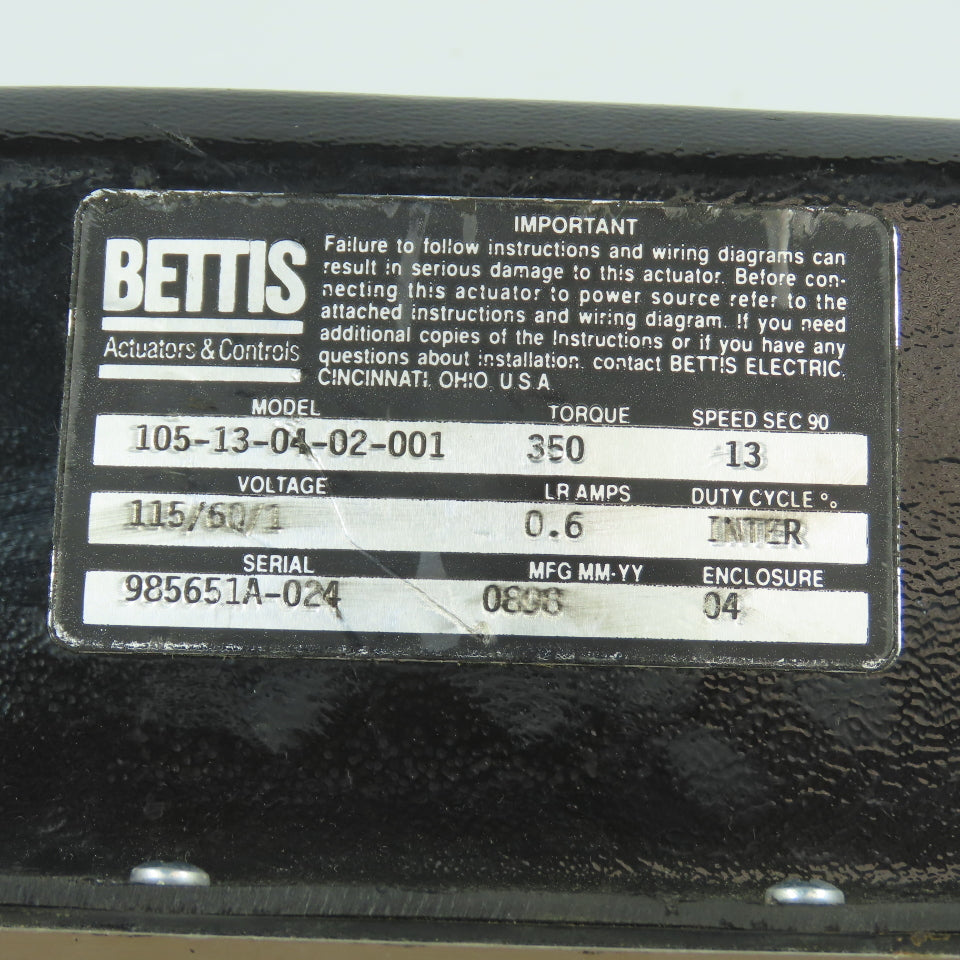 Bettis 105-13-04-02-001 115V Valve Actuator Torque 350