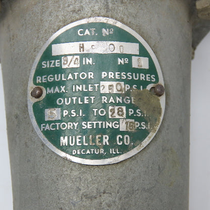 Mueller H9300 3/4" NPT Pressure Regulator 250PSI Wye Strainer