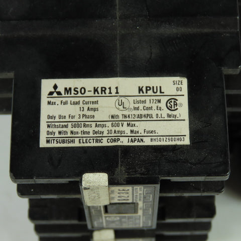 Mitsubishi MSO-KR11 Reversing Motor Starter 600V W/ TH-K12KPUL Overload Relay