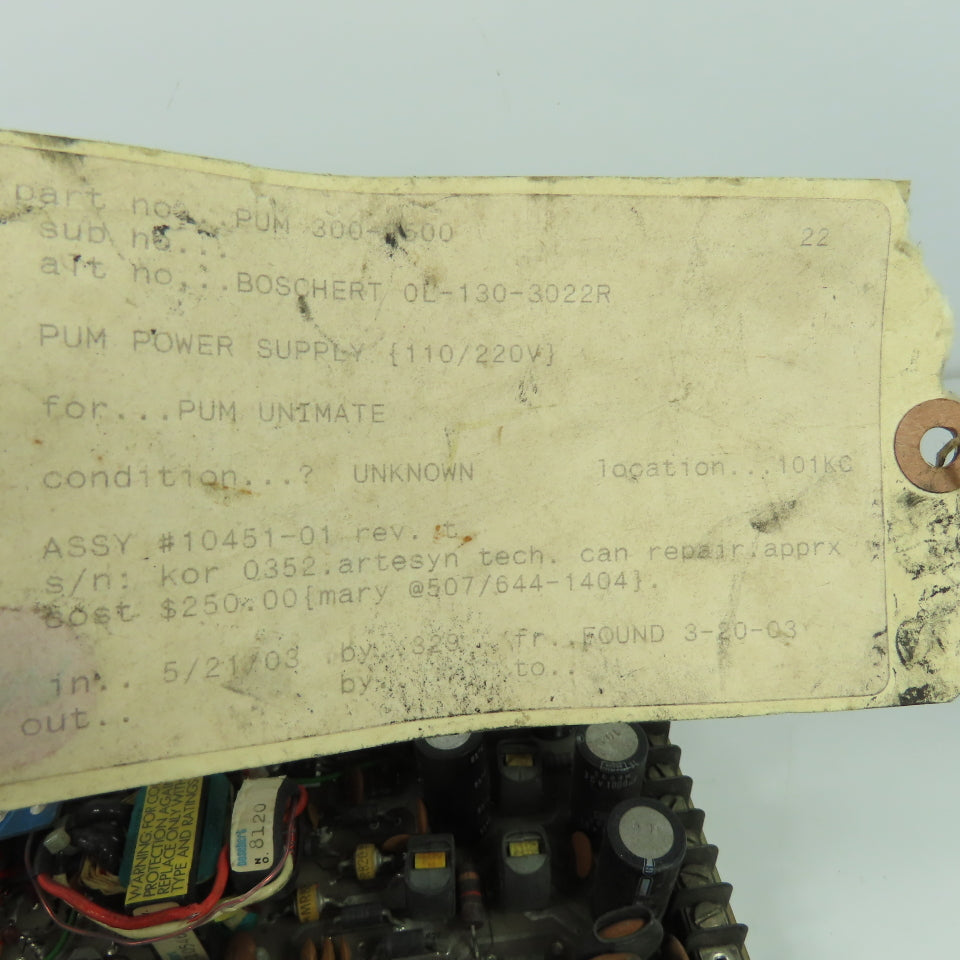 Boshert OL-130 3022R PUM Power Supply 300-0500