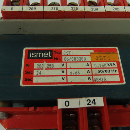 Ismet IST 86/003300 Transformer 200-250V Pri 24V Sec 0.160KVA 50/60Hz 6.66A