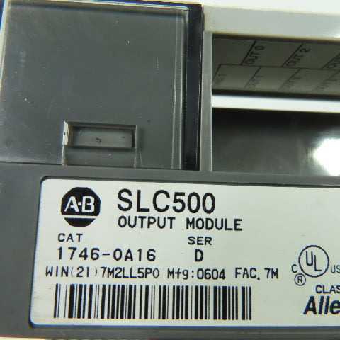 Allen Bradley 1746-0A16 Ser D SLC500 Output Module (No Terminal Strip)