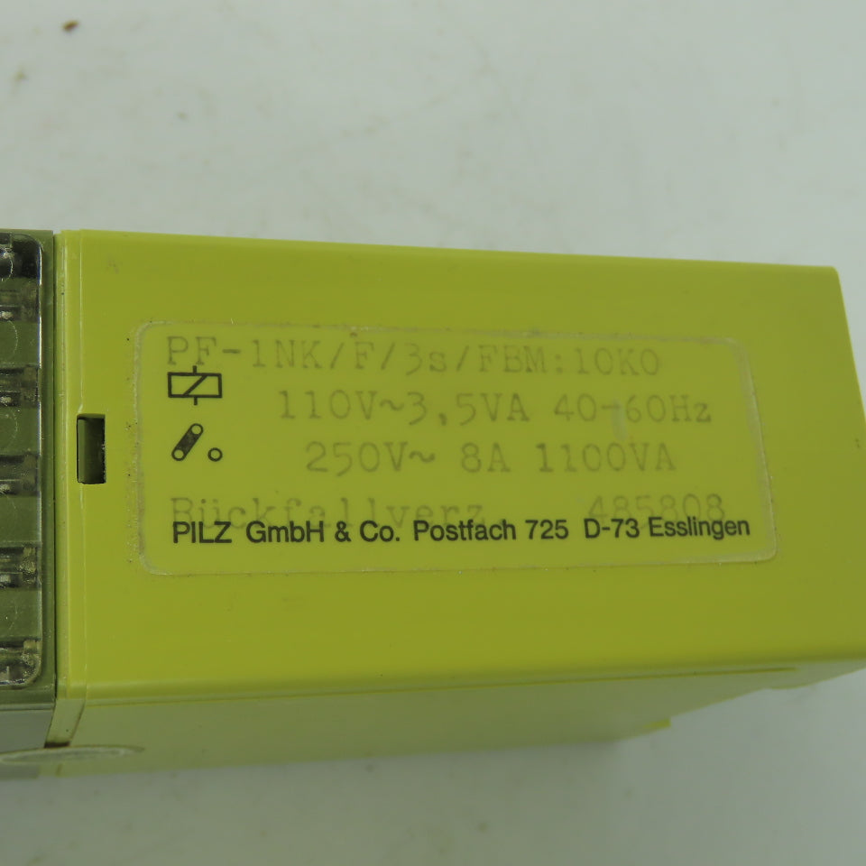 Pilz PF-1NK/F/3s/FBM Safety Relay 110V 5VA 250V 8A 1100VA