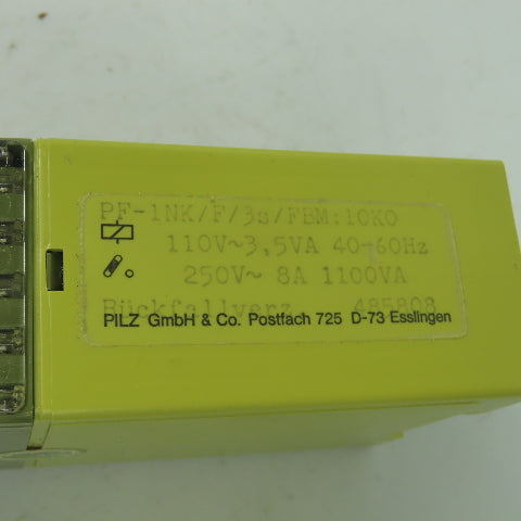 Pilz PF-1NK/F/3s/FBM Safety Relay 110V 5VA 250V 8A 1100VA