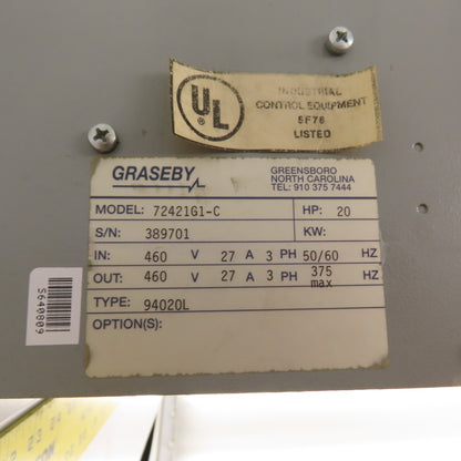 Graseby 72421G1-C Volkmann 9000 20HP Digital AC Speed Drive 460V 3PH 27A