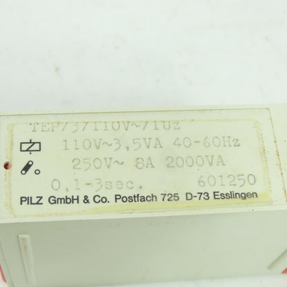 Pilz TEP/3/110V/1UZ Safety Relay 110V 5VA 250V 8A 2000VA 0.1-3 Sec