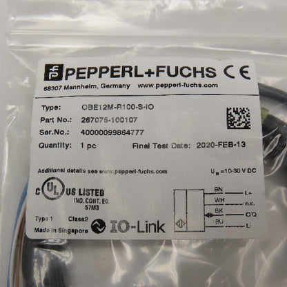 Pepperl + Fuchs OBE12M-R100-S-IO Thru Beam Emitter Sensor 10-30VDC