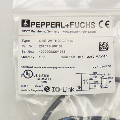 Pepperl + Fuchs OBE12M-R100-2EP-IO Thru Beam Receiver Sensor 10-30VDC