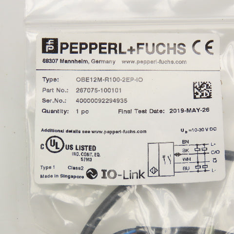 Pepperl + Fuchs OBE12M-R100-2EP-IO Thru Beam Receiver Sensor 10-30VDC