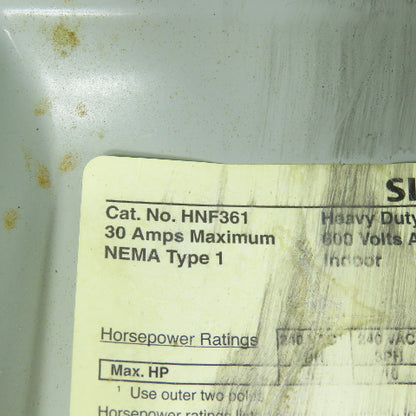 Siemens HNF361 30A Safety Disconnect Switch Non-Fusible 600V