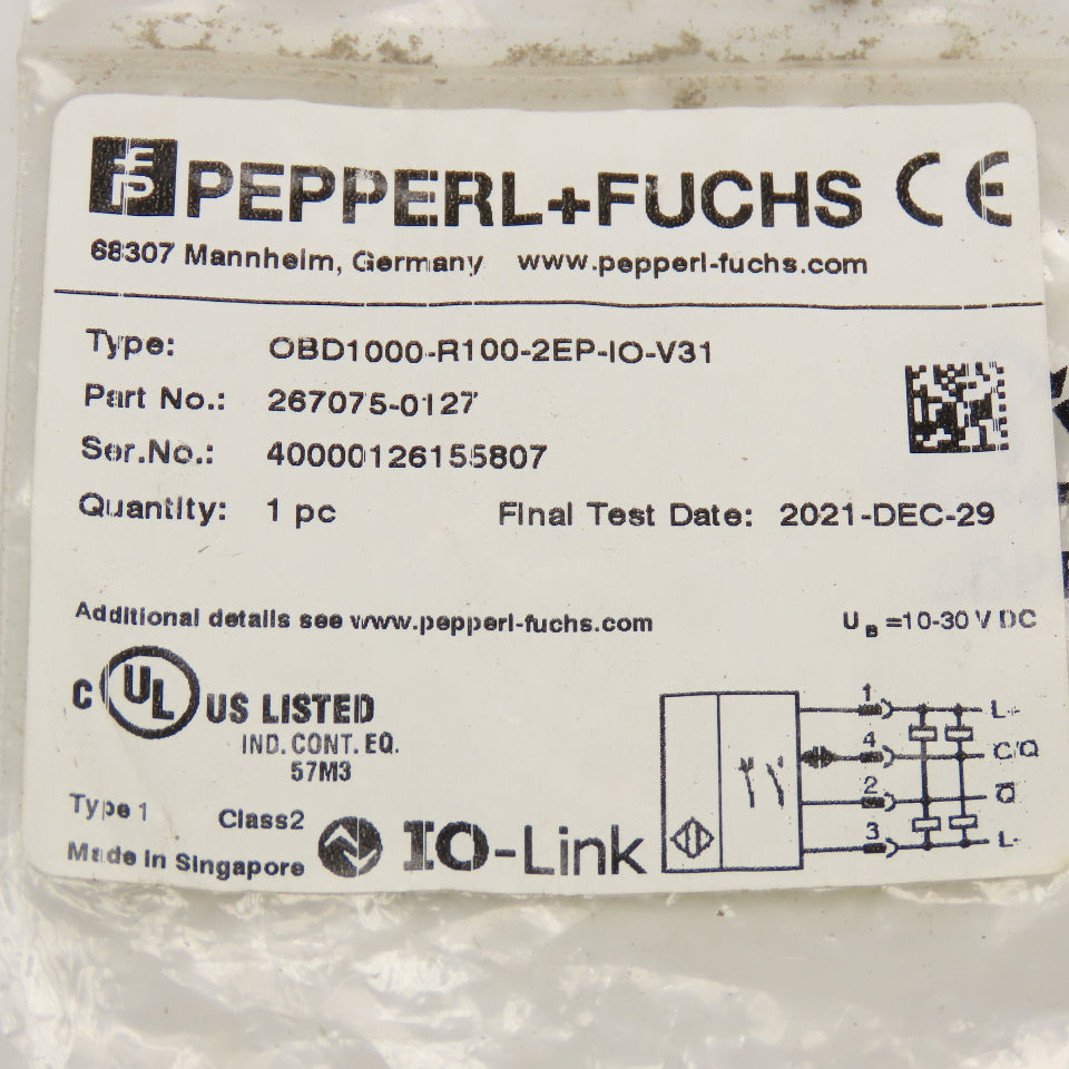 Pepperl + Fuchs OBD1000-R100-2EP-IO-V31 Diffuse Mode Sensor