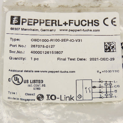 Pepperl + Fuchs OBD1000-R100-2EP-IO-V31 Diffuse Mode Sensor