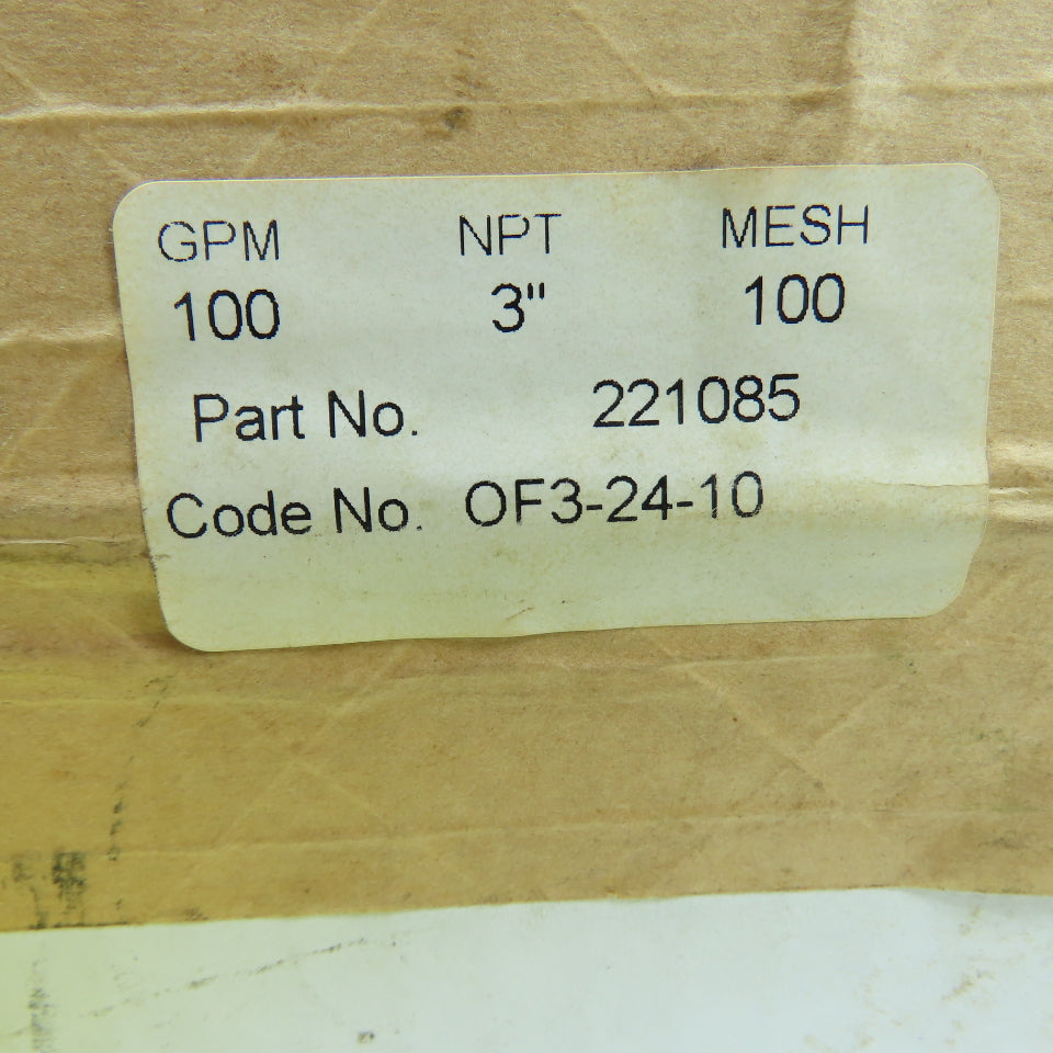 Vickers 221085 0F3-24-10 Filter 100 GPM 3" NPT Mesh 100
