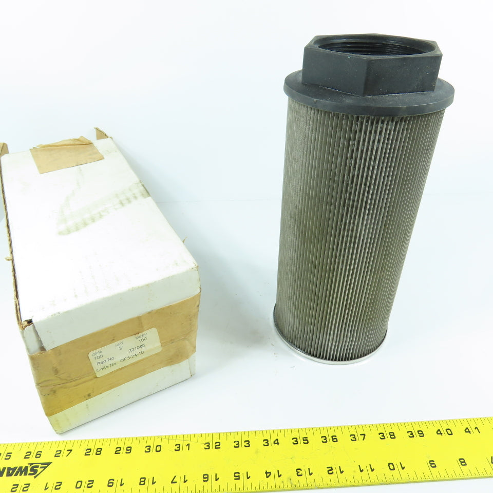 Vickers 221085 0F3-24-10 Filter 100 GPM 3" NPT Mesh 100