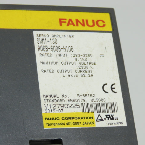 Fanuc SVM1-130 A06B-6096-H106 I Servo Amplifier Drive Module 283-325VDC 9.1kW