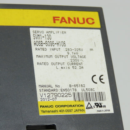Fanuc SVM1-130 A06B-6096-H106 I Servo Amplifier Drive Module 283-325VDC 9.1kW