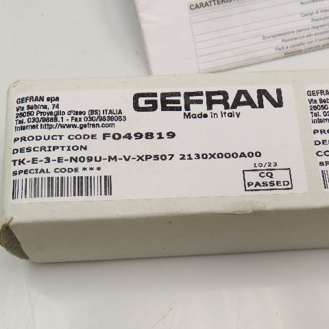 Gefran TK-E-3-E-N09U-M-V-XP507 Pressure Sensor 10-30VDC -1+9 Bar Range