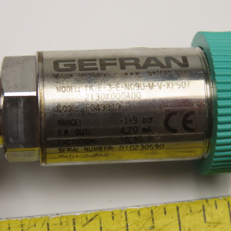 Gefran TK-E-3-E-N09U-M-V-XP507 Pressure Sensor 10-30VDC -1+9 Bar Range