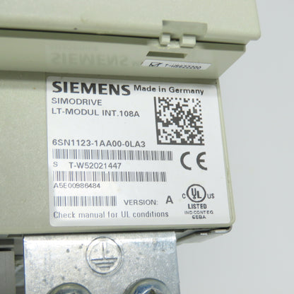 Siemens 6SN1123-1AA00-0LA3 Simodrive Power Module W/ 6SN1118-0NJ00-0AA1 Control