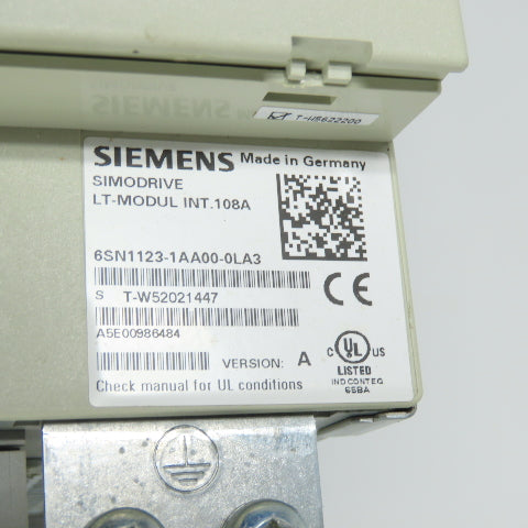 Siemens 6SN1123-1AA00-0LA3 Simodrive Power Module W/ 6SN1118-0NJ00-0AA1 Control