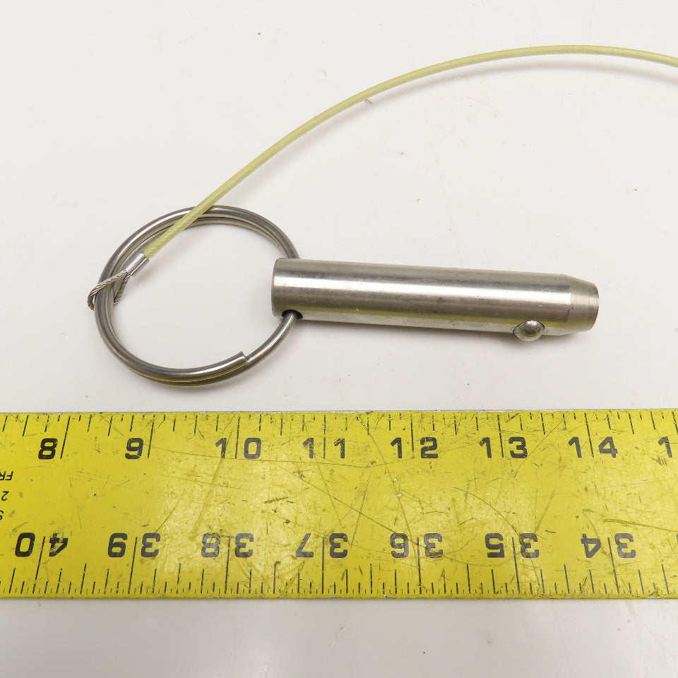 3/4" x 3-3/4" OAL Stainless Steel Spring Ball Lock Pin On Tether