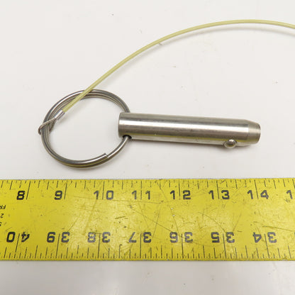 3/4" x 3-3/4" OAL Stainless Steel Spring Ball Lock Pin On Tether