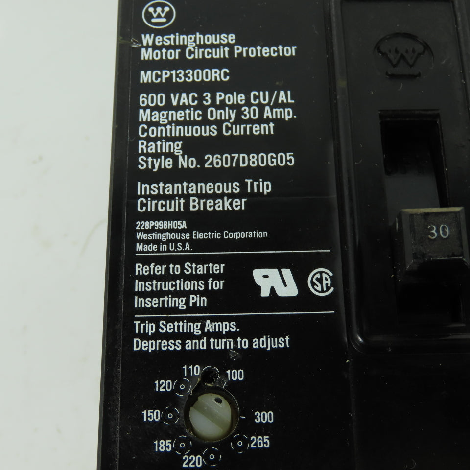 Westinghouse MCP13300RC 3-Pole Circuit Breaker W/ EL3030R Current Limiter