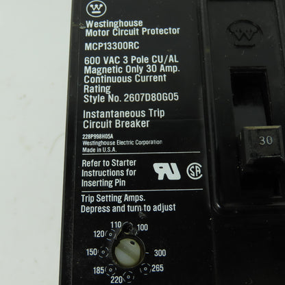 Westinghouse MCP13300RC 3-Pole Circuit Breaker W/ EL3030R Current Limiter