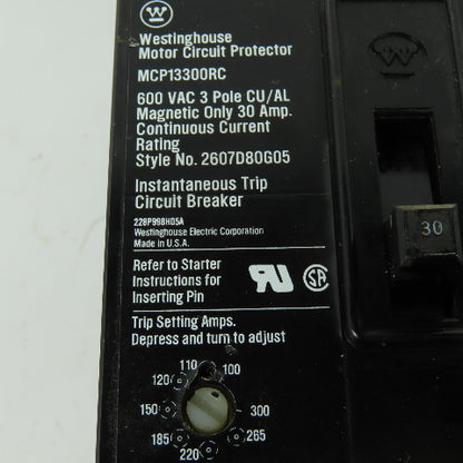 Westinghouse MCP13300RC 3-Pole Circuit Breaker W/ EL3030R Current Limiter