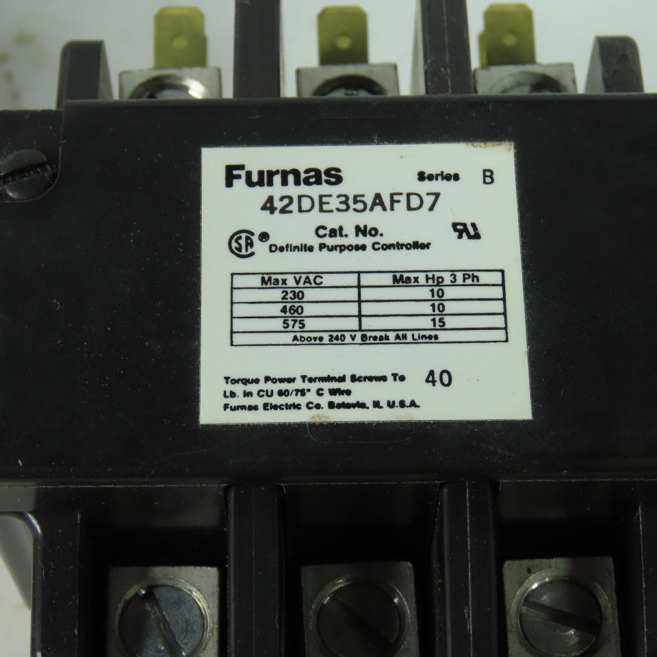 Furnas 42DE35AFD7 3-Pole Magnetic Contactor 600V 15Hp 50/60Hz 120V Coil