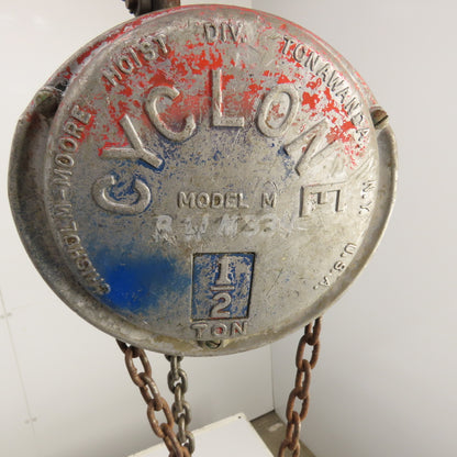 CM Cyclone Model M 1/2 Ton 1000 LB Manual Chain Fall Hoist 8' Lift 6' Pendant
