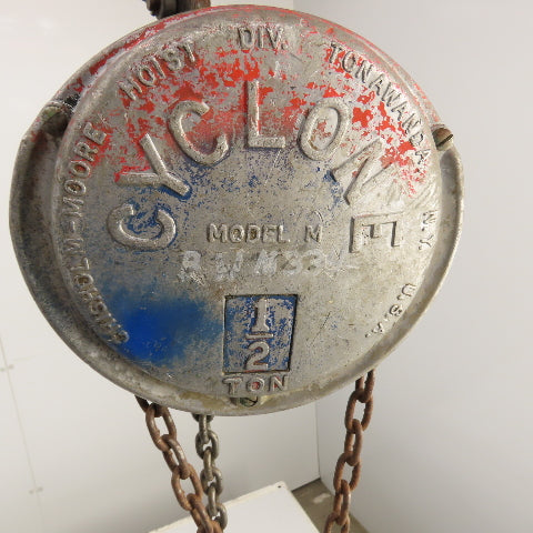 CM Cyclone Model M 1/2 Ton 1000 LB Manual Chain Fall Hoist 8' Lift 6' Pendant