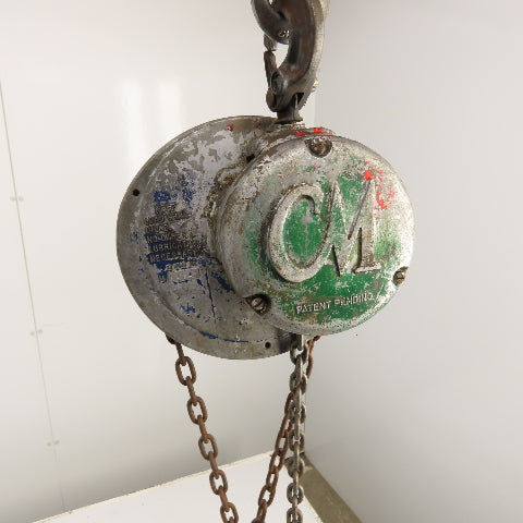 CM Cyclone Model M 1/2 Ton 1000 LB Manual Chain Fall Hoist 8' Lift 6' Pendant