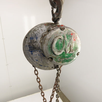 CM Cyclone Model M 1/2 Ton 1000 LB Manual Chain Fall Hoist 8' Lift 6' Pendant