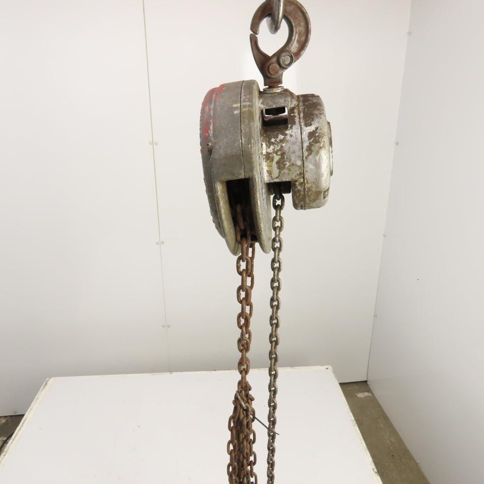 CM Cyclone Model M 1/2 Ton 1000 LB Manual Chain Fall Hoist 8' Lift 6' Pendant