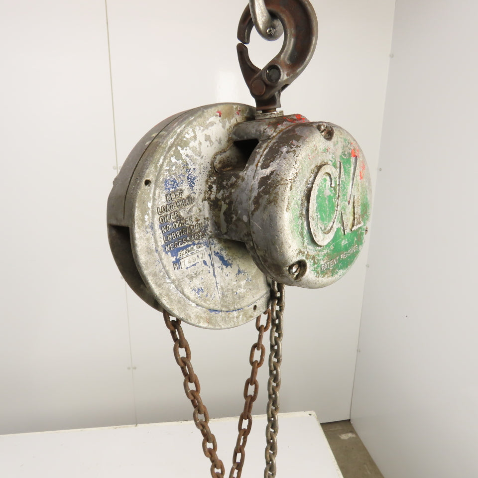 CM Cyclone Model M 1/2 Ton 1000 LB Manual Chain Fall Hoist 8' Lift 6' Pendant