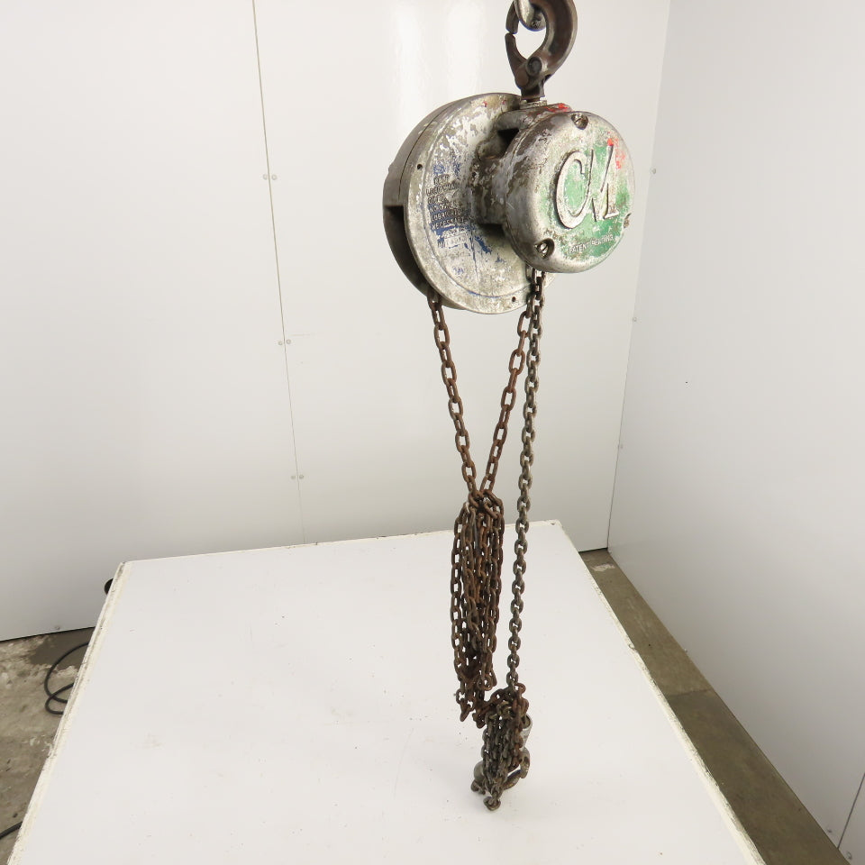 CM Cyclone Model M 1/2 Ton 1000 LB Manual Chain Fall Hoist 8' Lift 6' Pendant