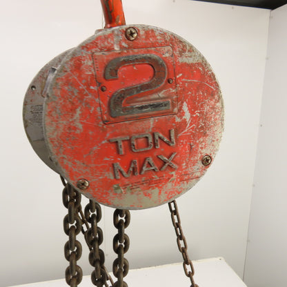 CM Cyclone Model S 2 Ton 4000 LB Manual Chain Fall Hoist 20' Lift 12' Pendant