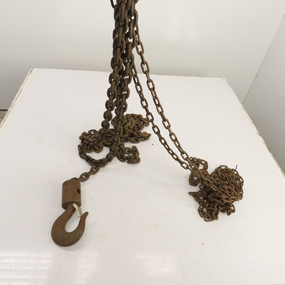 CM Cyclone Model S 2 Ton 4000 LB Manual Chain Fall Hoist 20' Lift 12' Pendant