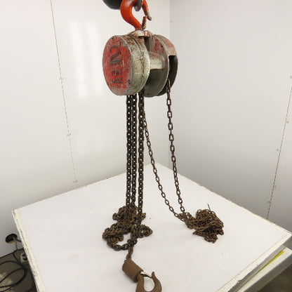 CM Cyclone Model S 2 Ton 4000 LB Manual Chain Fall Hoist 20' Lift 12' Pendant