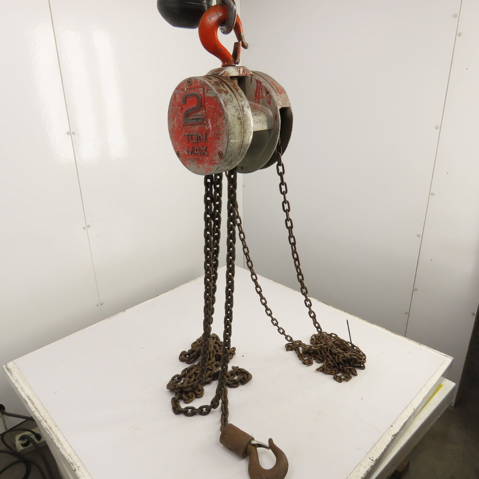 CM Cyclone Model S 2 Ton 4000 LB Manual Chain Fall Hoist 20' Lift 12' Pendant