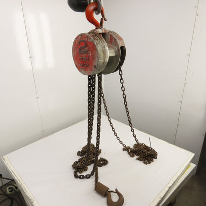 CM Cyclone Model S 2 Ton 4000 LB Manual Chain Fall Hoist 20' Lift 12' Pendant