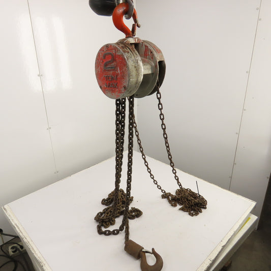 CM Cyclone Model S 2 Ton 4000 LB Manual Chain Fall Hoist 20' Lift 12' Pendant