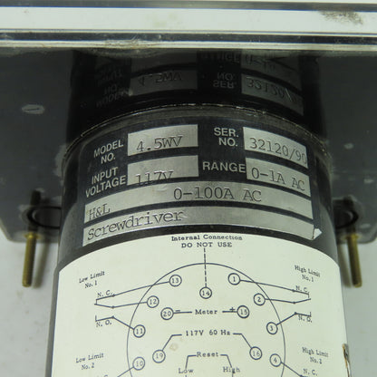 Larson 4.5WV AC Amperes Power Panel Meter 0-100 117V 0-1A Range