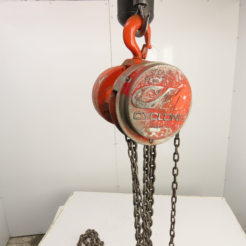CM Cyclone Model S 2 Ton 4000 LB Manual Chain Fall Hoist 15' Lift 13' Pendant