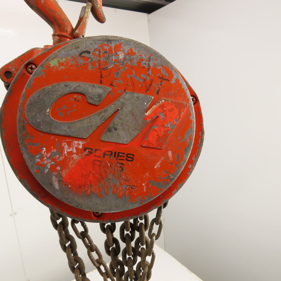 CM Cyclone Model S 4 Ton 8000 LB Manual Chain Fall Hoist 8' Lift 6' Pendant