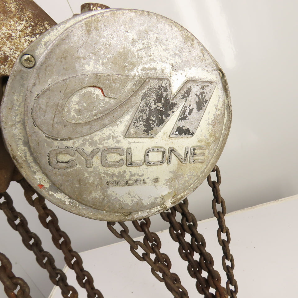 CM Cyclone Model S 8 Ton 16,000 LB Manual Chain Fall Hoist 8' Lift 17' Pendant