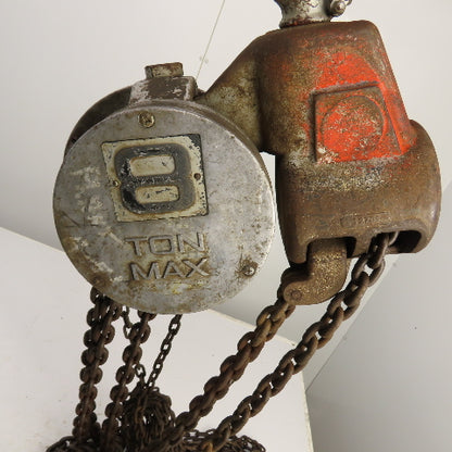CM Cyclone Model S 8 Ton 16,000 LB Manual Chain Fall Hoist 8' Lift 17' Pendant