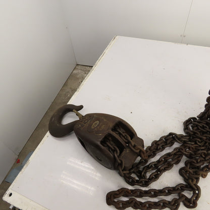 CM Cyclone Model S 8 Ton 16,000 LB Manual Chain Fall Hoist 8' Lift 17' Pendant